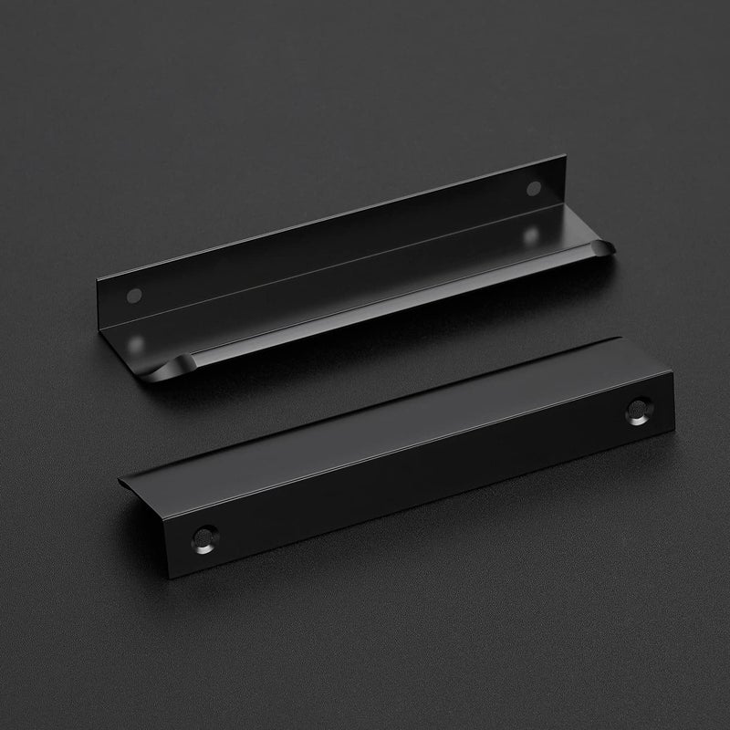 Ravinte Hardware 10 Pack Black Cabinet Handles  5.9 Inch (150mm) Finger Edge Pulls  5 Inch Hole Center  Finger Pulls for Cabinets - Image 2